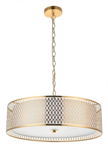 opulent circular gold fretwork pendant light - Image 3